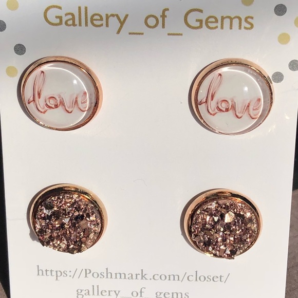 gallery_of_gems Jewelry - *Last 1* Love Rose Gold Druzy Earring Set!
